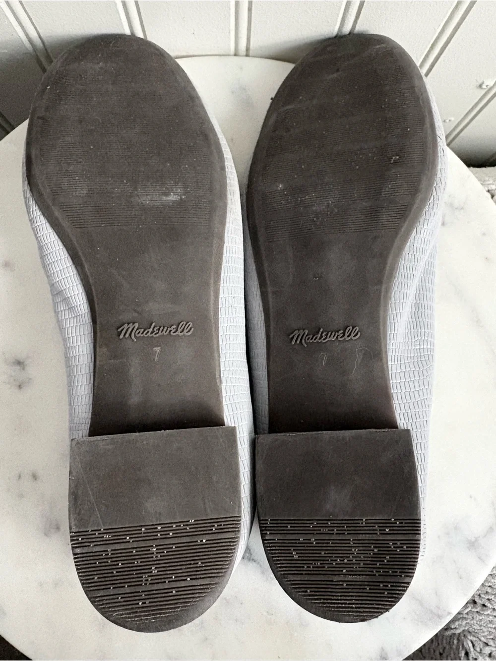 Madewell Leather Adelle Bow Ballet Flats Women’s 7 Gray Embossed Casual Designer - Picture 10 of 11